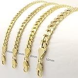 Mens 14kt Yellow Gold Plated Width 5 6 8 10mm Concave Cuban Link Chain Necklace (10mm 24