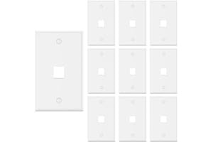 VCE 1 Port Keystone Wall Plate UL Listed (10 Pack), Single Gang Wall Plates for RJ45 Keystone Jack and Modular Inserts, White