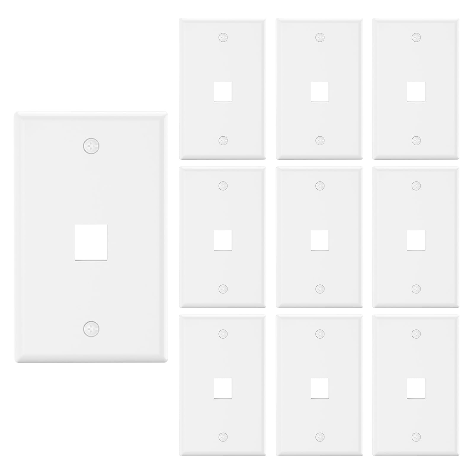 VCE 1-Port Keystone Wall Plate (UL Listed), White 10-Pack