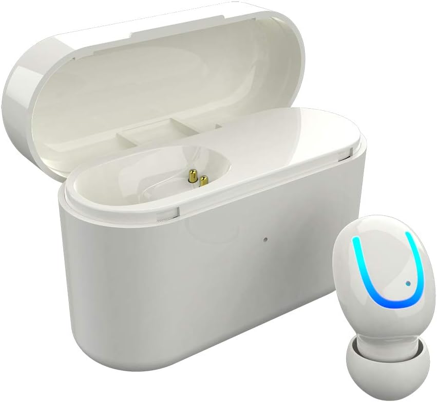 1 Pcs Wireless Sport Bluetooth Earbud, Mini Noise Cancelling in Ear Earphone with Microphone Car Bluetooth Hands Free Earpiece with Portable Charging Case for Running White