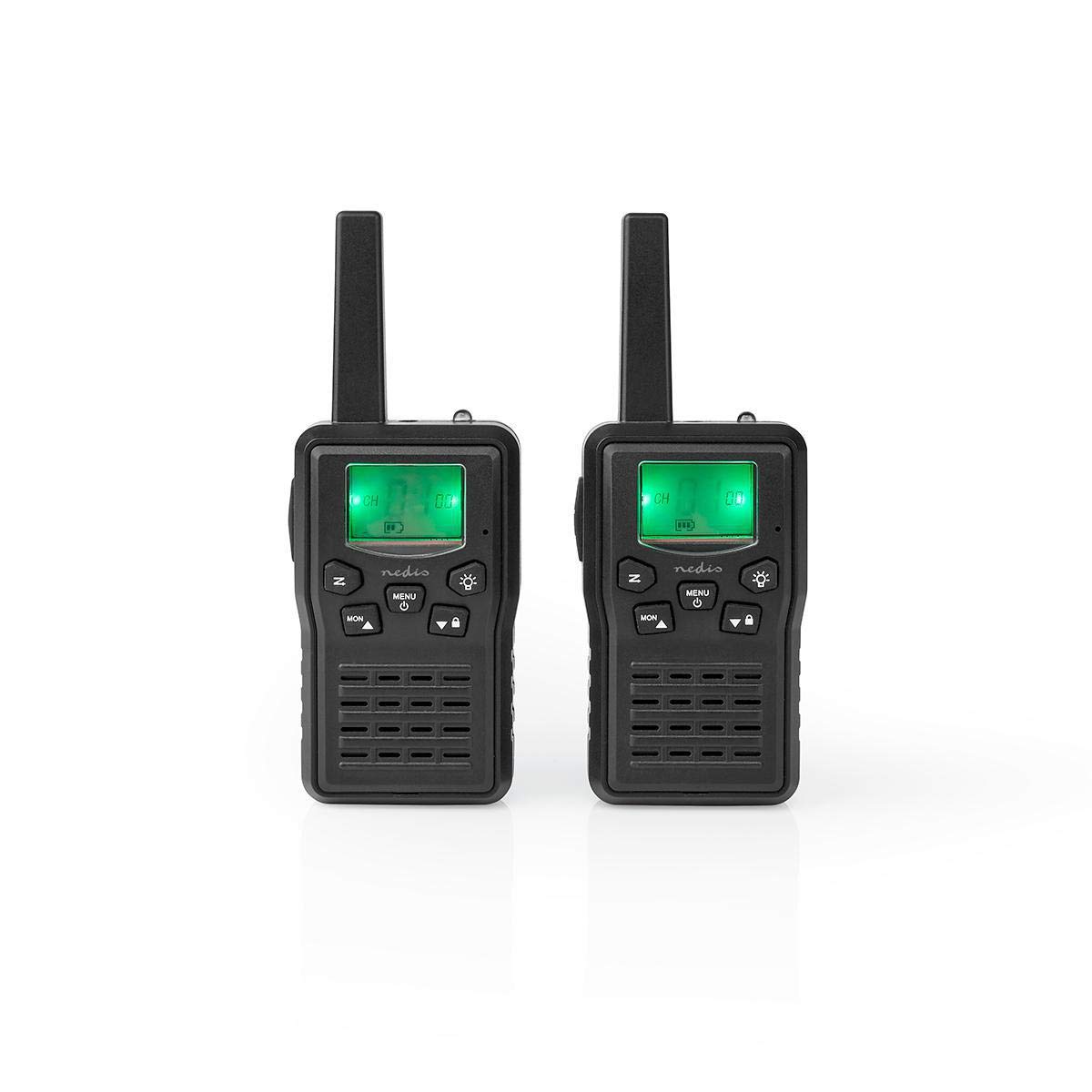 NEDIS Walkie-Talkie Rechargeable MicroUSB, 6H Talktime, 10km Range, Charging Base, 2 Pcs, Black