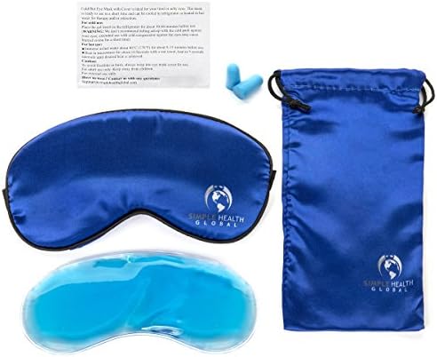 Sleeping Silk Eye Mask By Simple Health, Sleep & Insomnia Blindfold Contoured for Men, Women, Girls, Kids and for Travel, Puffy Eyes & Dark Circles, Free Ear Plugs & Carry Pouch (1 Pack (Blue))