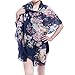 Unique Womens Oblong Floral Scarf - Cotton Feeling Chiffon Large Flowers Printed Voile Shawl Wrap in Dark Blue