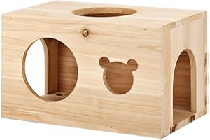 CHIIRAKU Chinchilla House Pet House Chinchilla Hideout Natural Wooden No Paint Wooden peg Safe Durable Teeth Grinding (Big)