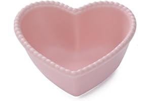 CHOOLD Ceramic Heart-Shaped Pudding Bowl Baked Soufflé Bowl Dessert Bowl Oven Bowl Creme Brulee Ramekin Souffle Ramekin(pink/white)
