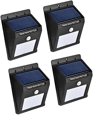 Solar Lights 16 LED Solar Powered Lights Solar Panel Motion Sensor Lamp Security Lighting, Landscape Path Lights for Wall Door Entrance Pathways Patios Garden (4Pack, 16 LED)