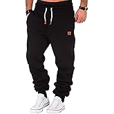 A WATERWANG Men's Fleece Sweatpants Heavyweight Cotton Tapered Joggers Workout Running Sweat Pants with Pockets