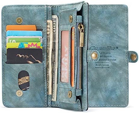 KelaSip Compatible with Huawei P20 Pro Leather Wallet Phone Case,Premium Zipper Flip Wallet Case Cover with Detachable Magnetic Soft Case,Blue