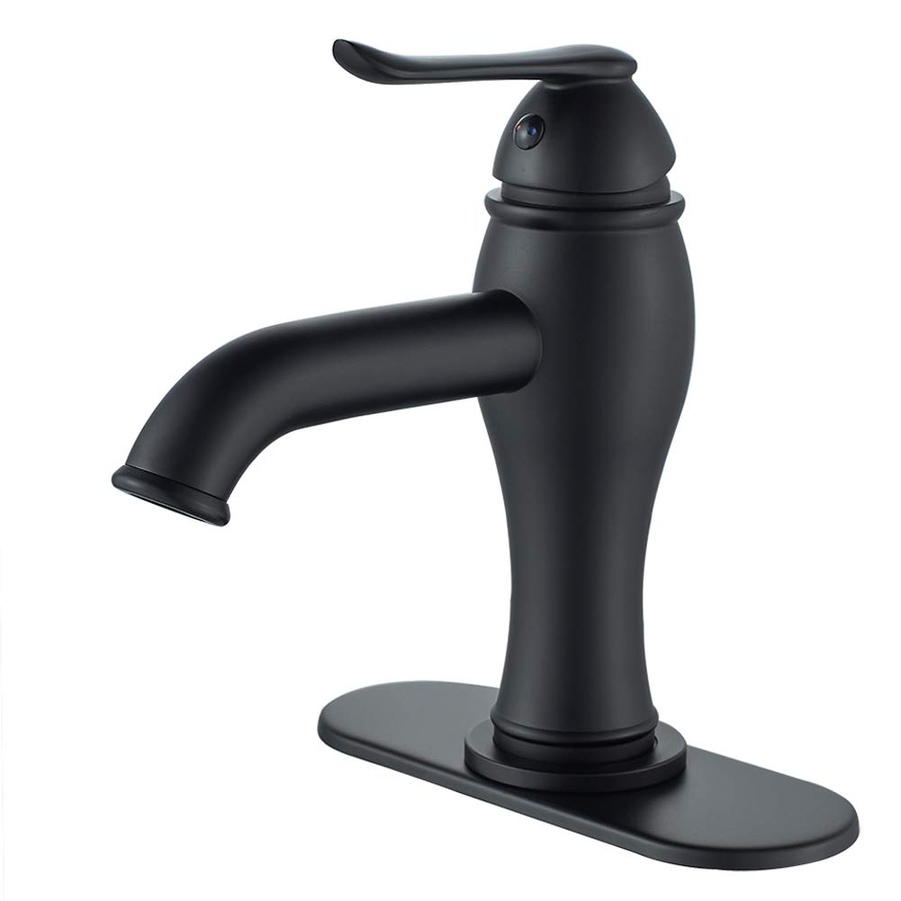 Black Bathroom Faucet SingleHandle One Hole Farmhouse Bathroom Sink