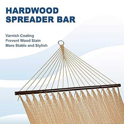 Lazy Daze Double 2 Person Caribbean Rope Hammock, Hand Woven Polyester Hammock with Spreader Bars, Extra Large Outside… 51IfIaJCH9S