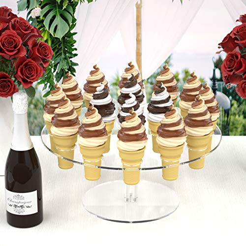 Femeli Acrylic Mini Ice Cream Cone Holder Rack for Cotton Candy Waffle Popcorn Sugar Cones,Sushi Hand Roll Stand,16 Holes - Thumbnail 2