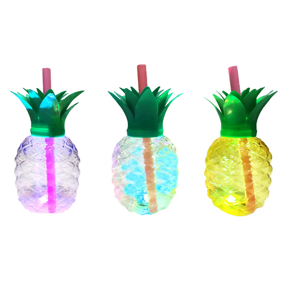 UPKOCH 3Pcs Pineapple Shaped Drinking Cup LED Light Coconut Cups with