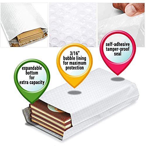 25 Pack Expandable Bubble Mailers 8.5 x 11.25 x 4 Gusseted Padded