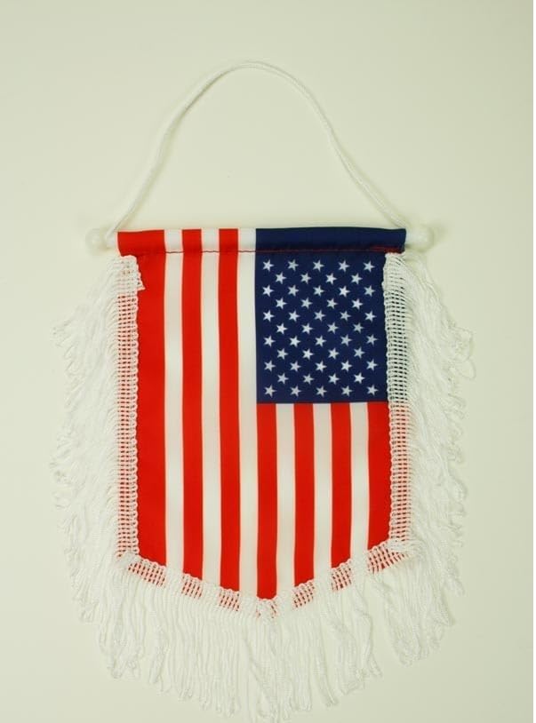 AZ FLAG - United States Mini Banner - 6'' x 4'' - 100% Polyester USA - US - American Small Pennant for Car - Double-sided Flag with cords