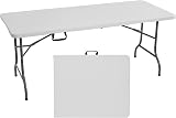 Rainberg 6ft Folding Table with Handle Heavy Duty Metal Frame Waterproof Top view 8