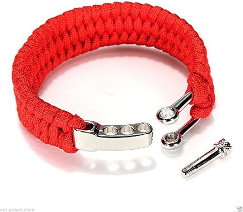 Amazing Kiss® Hand Self-defence Emergency Tool Paracord Bracelet with Adjustable Stainless Steel (01 Red)