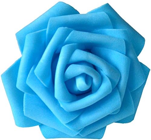 Lightingsky 8cm Real Touch Artificial Rose Head, DIY 3D Artificial Flowers for Wedding Bouquets, Room Decoration (100, Blue)