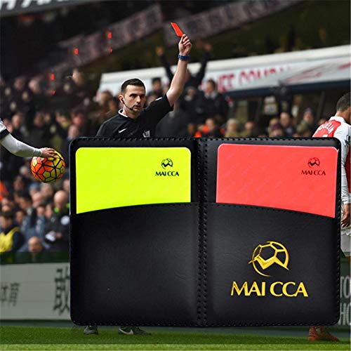 S WIDEN ELECTRIC Red and Yellow Football Cards Record Red Card Yellow Card Referee Tool Equipment with Ballpoint Pen and Leather Case