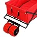 Ollieroo Outdoor Utility Wagon Folding Collapsible Garden Beach Snow Shopping Cart with 7''x4'' Thick Rubber Wheels 150 Pound Capacity Red