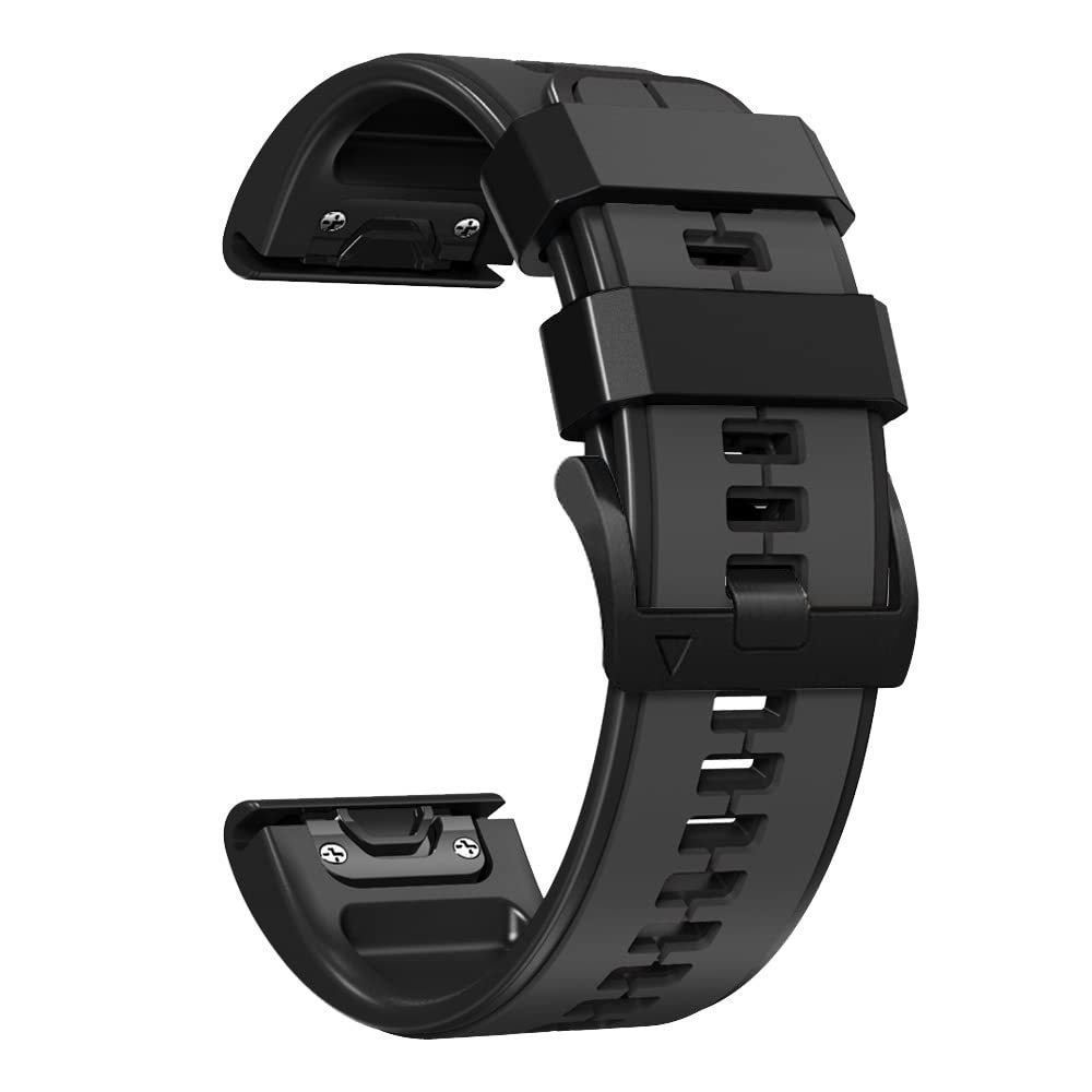 Fleshy Leaf 22mm vertical lines Band Bracelet Strap Compatible for Garmin Fenix 7,Fenix 6/6pro,Fenix 5,Fenix 5 Plus,Approach S60 S62,Forerunner 935 945,Quick Release Strap Wristband (gray-black)