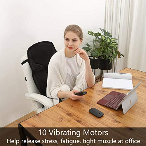 Sotion Vibrating Car Seat Back Massager for Car Chair Massage Pad Cushion, 10 Motors Vibration Heating Therapy to Relieve Stress for Back, Shoulder and Thighs - Thumbnail 6