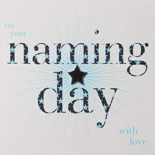 Claire Giles Greeting Cards, Baby Naming Day Card, Blue Star, Embellished with a Shiny Padded Star