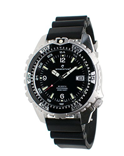 Momentum Men's Quartz Stainless Steel and Rubber Casual Watch, Color:Black (Model: 1M-DV06B9B)