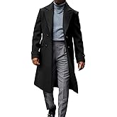 MNCEGEER Men's Trench Coat Notch Lapel Double Breasted Casual Cotton Blend Peacoat