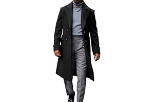 MNCEGEER Men's Trench Coat Notch Lapel Double Breasted Casual Cotton Blend Peacoat