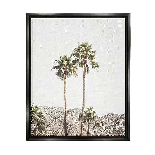 Stupell Industries Looming Palm Trees Photography Black Framed Floater Canvas W…