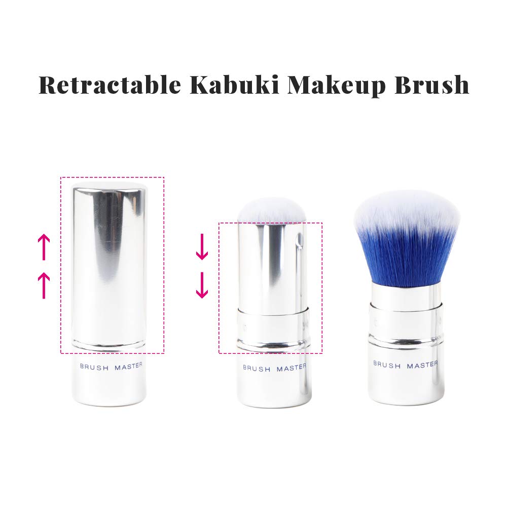 Brush Master Retractable Kabuki Makeup Brush Travel Powder Brush for Foundation, Blush, Bronzer, Concealer, Portable Brush w/ Cover: Beauty