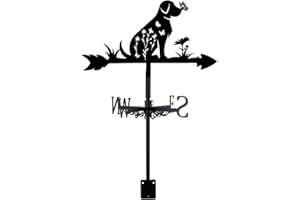 SUPERDANT Dog Weather Vane Dog Flower Butterfly Metal Weathervanes Wind Direction Indicators Black Metal Wind Vanes Signs for Roof Mount Farmhouse Ourdoor Yard Shed Decoration