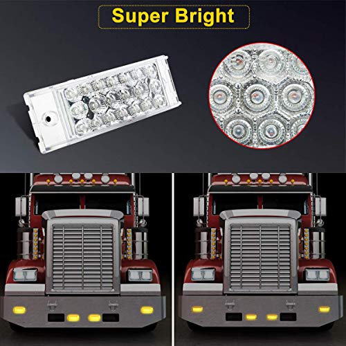 image for EXERAUO Led Amber Rectangular Side Marker Light 20LED Surface Mount Tr