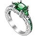XAHH White Gold Plated Engagement Wedding Band for Women Square Created Emerald Green 1.5Ct Cz Band Size 9