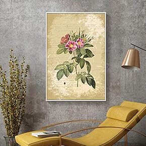 Floating Framed for Living Room Bedroom Retro Flower for