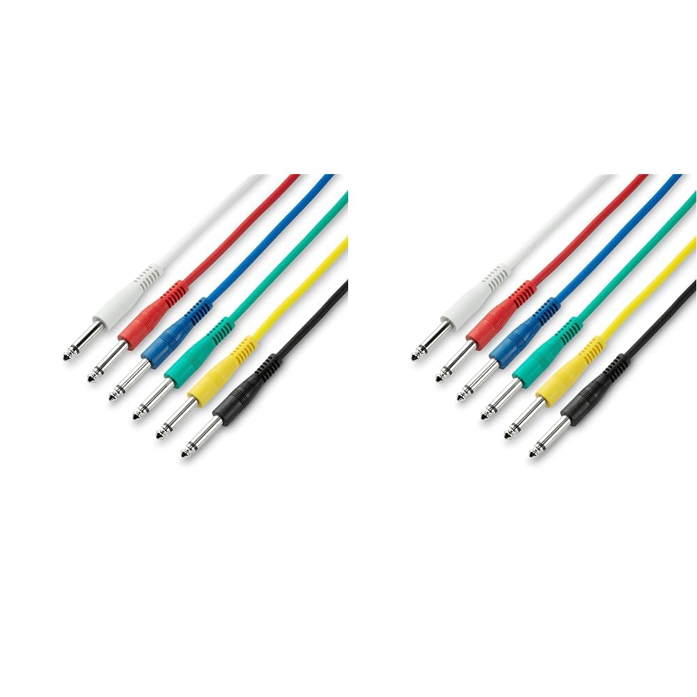 Adam Hall 3 Star IPP 0060 Set Audio Connection Cable [6x Jack Plugs 6.3 mm (Mono) - 6x Jack Plugs (Pack of 2)