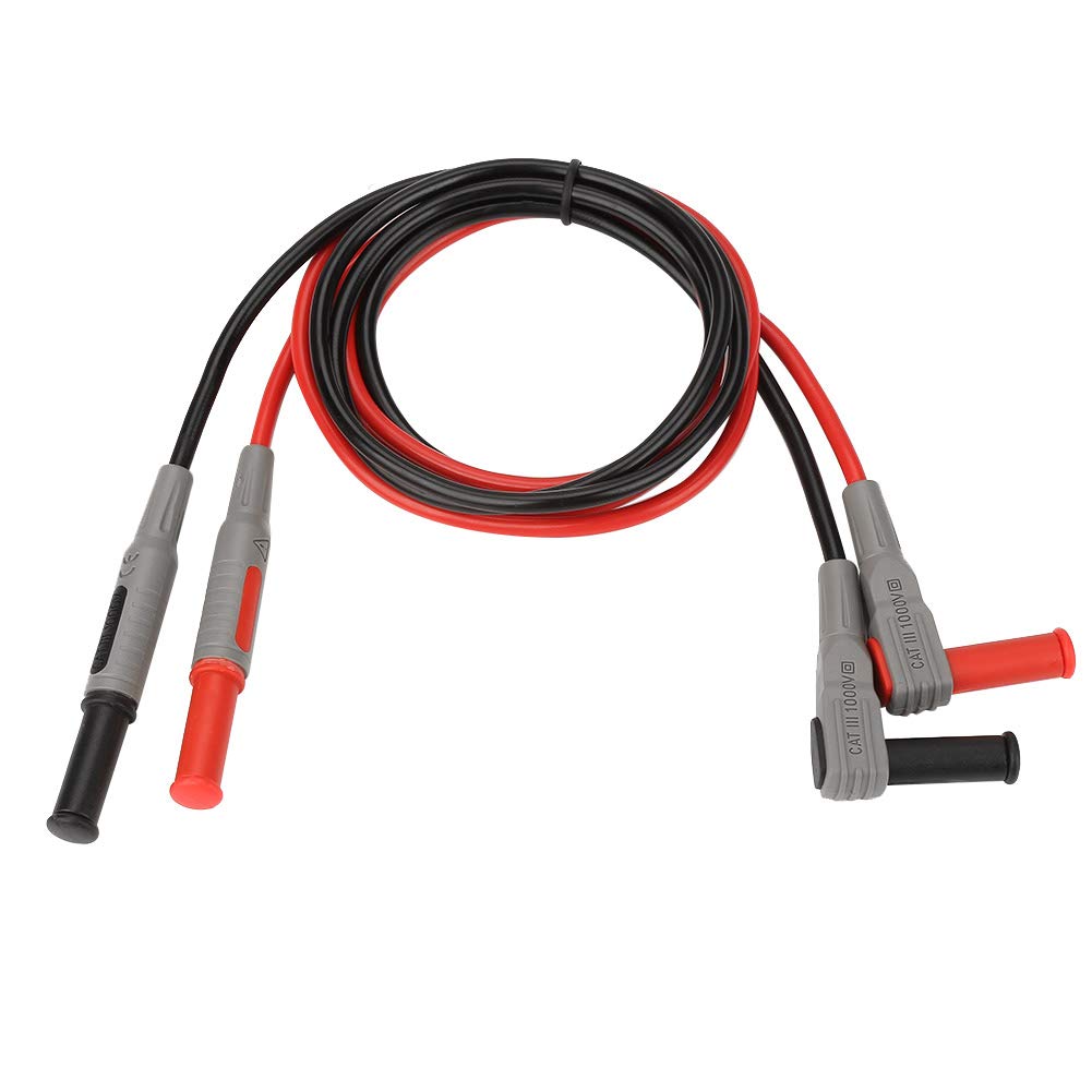 Walfront 2PCS Banana Wire Plug, P1033 4mm Banana Plug Test Lead Injection Molded Right Angle to Straight Multimeter Electrical Test Wire Adapter Connectors 1M(3.3ft)