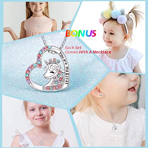 Unicorn Bath Bombs Gift Set with Jewelry Inside, 9 Pack Organic Kids