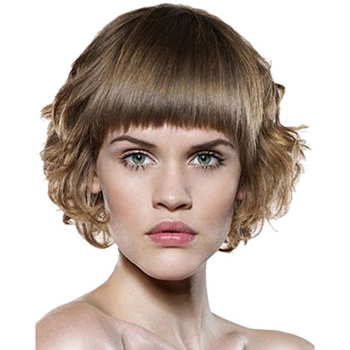 TopWigy 10" 25 CM Women's Short Curly Wigs African American Female Blonde Cool Stylish Heat Resistant Wigs with Bangs Costume Daily Wig + Wig Cap (18T#)