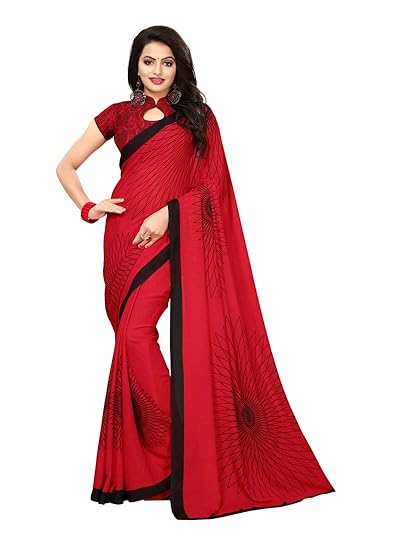 red and black saree party wear