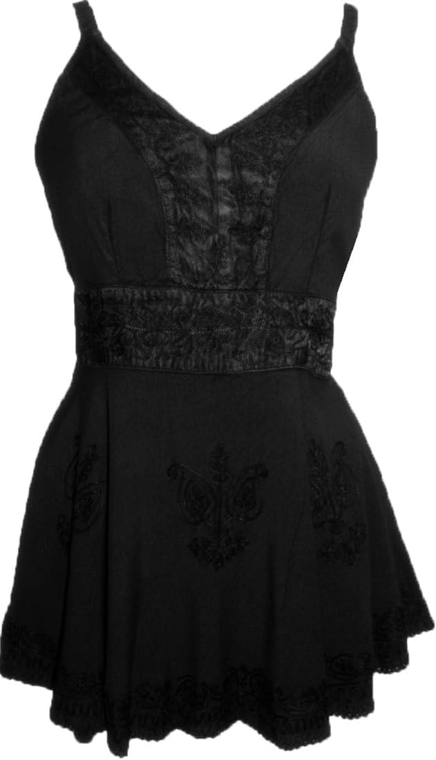 Agan Traders2025 Summer Spaghetti Strap Adjustable Sleeveless Embroidered Asymmetrical Flared Tank Top Blouse