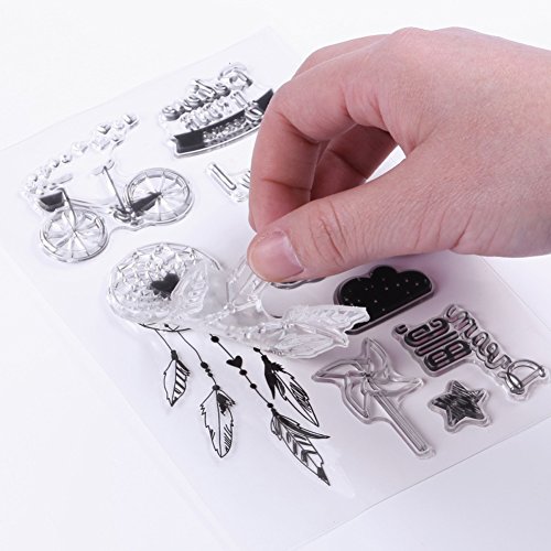 YESIDO Clear Stamps Silicone for Card Making Fantastic Craft PatternRetro Key Transparent Stamp Seal Rubber Postage Design DIY Scrap-Booking Photo Album Diary Decoration Supplies Gifts