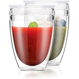 Bodum K11849-10SA Pavina To Go Double Wall Shatterproof Tumbler With Lid 2-Pack, 10 Ounce, Clear