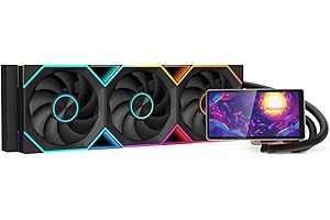 Jungle Leopard ProFlow 360mm ARGB Black AIO CPU Cooler-Water Liquid Cooling System|5.5-Inch LCD Screen| RGB Infinity Fans|200