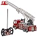 Liberty Imports 13-Inch Big RC Rescue Fire Engine Truck Remote Control Toy with Foot Pedal Control, Extending Ladder, Flashing Lights and Sounds