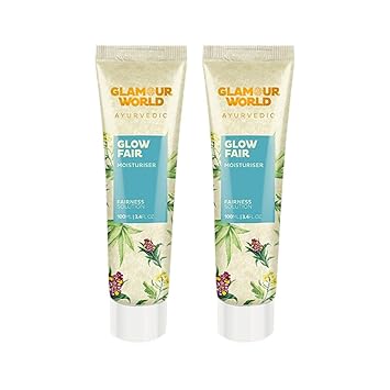 Glamour World Ayurvedic Glow Fair Moisturiser - Ayurvedic Moisturizer for Dry Skin Types - Natural Fairness Solution - 100ml (Pack Of 2)