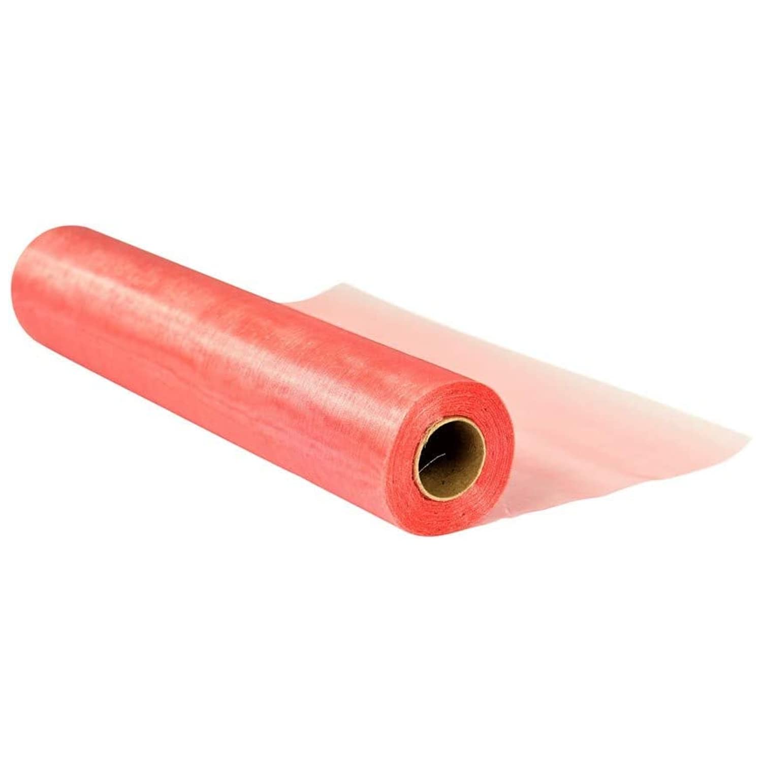 29cm x 25m Organza Roll Snow Sheer Fabric - Glitter Roll for Christmas Chair Bows, Table Runners, Dress Accents, Crafting Supplies for Ribbons, Party Favours, Coral Pink