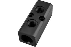 MARSTEK Air Manifold, 2 Way 4 Port Air Compressor Manifold, Air Hose Inline Manifold Block Splitter, Pneumatic Manifold Air Distribution Block, NPT 1/2 Inch Supply Port, NPT 1/4 Inch Output Port(BLACK)