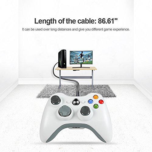 Wetoph Xbox 360 Wired Controller, XS02 PC Controller USB Gamepad Game Joystick Joypad Compatible for Microsoft 360 Console Windows PC Laptop Computer-White