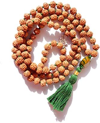 Handmade Rudraksha Love Intention Mala with 108 Beads for Meditation, Yoga, Prayer, Chanting &amp; Japa (Green)